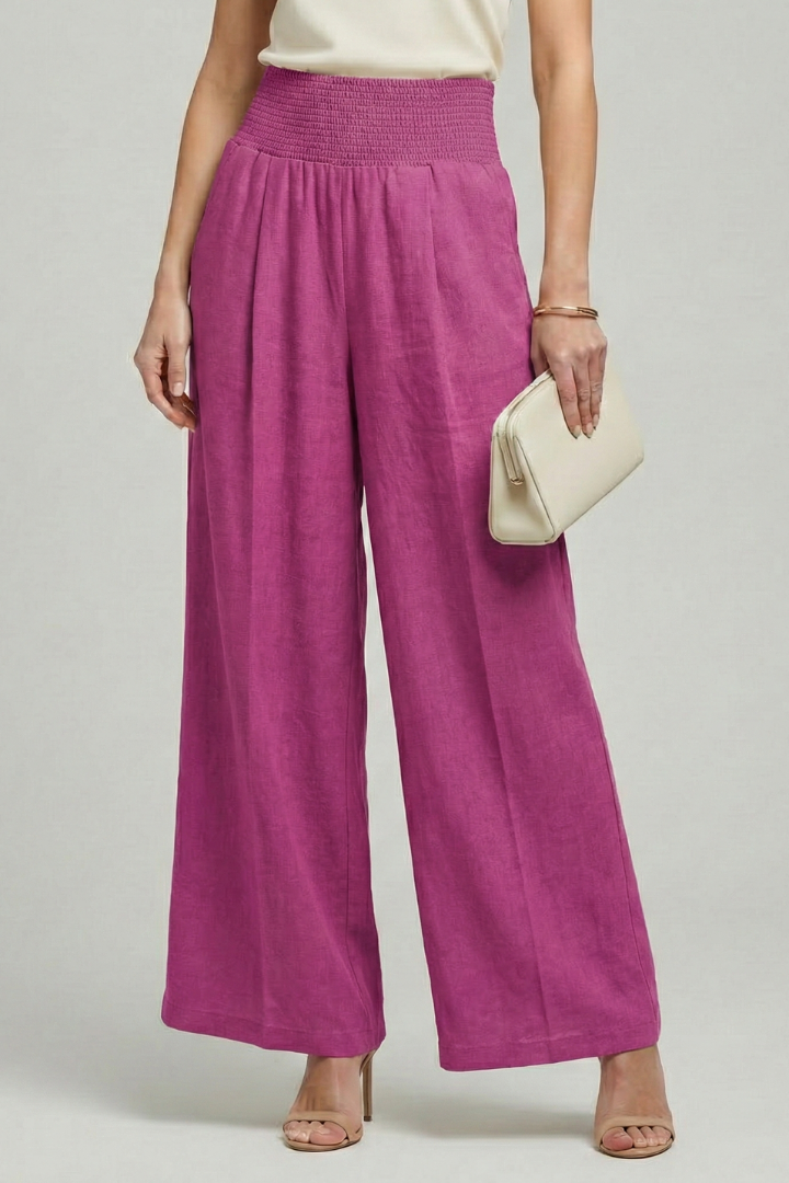 Bethany High-Waist Palazzo Trousers with Pleats