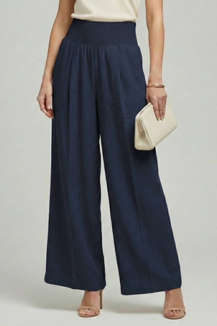 Bethany High-Waist Palazzo Trousers with Pleats
