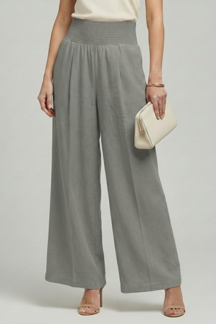 Bethany High-Waist Palazzo Trousers with Pleats
