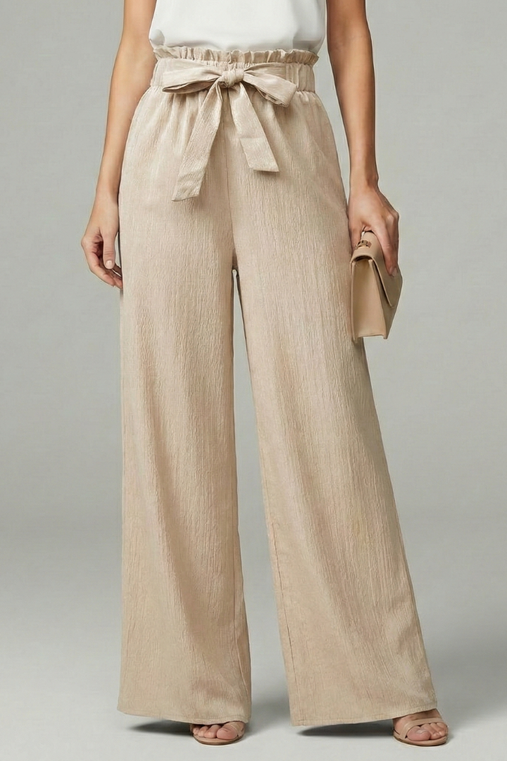Charlotte Palazzo Trousers with Tie Belt and Wide Legs