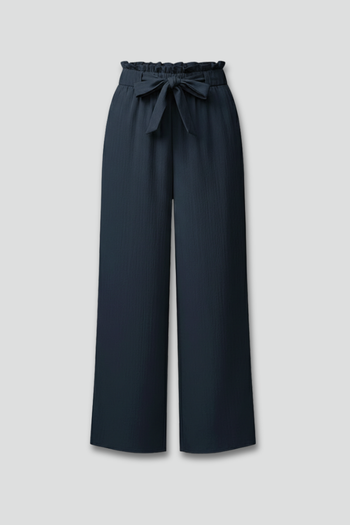 Charlotte Palazzo Trousers with Tie Belt and Wide Legs