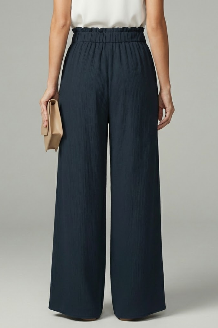 Charlotte Palazzo Trousers with Tie Belt and Wide Legs