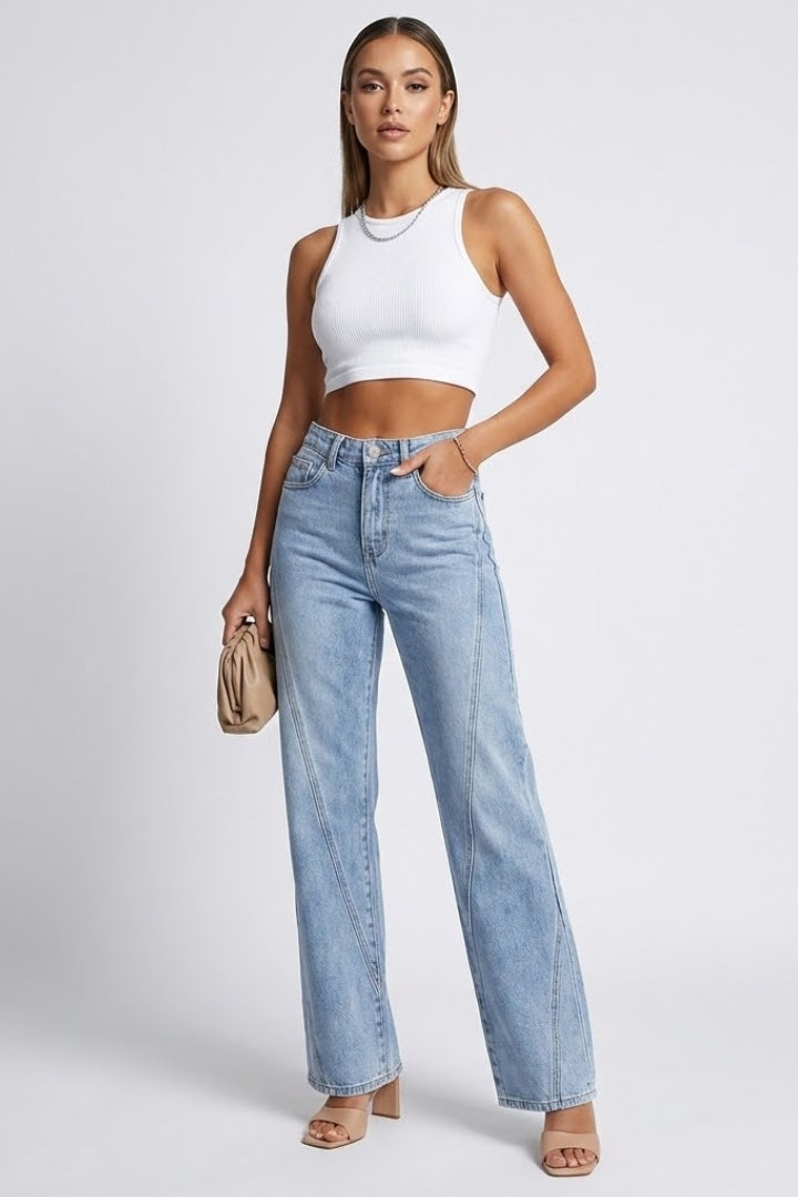 Katie High-Waist Classic Straight-Leg Denim Jeans