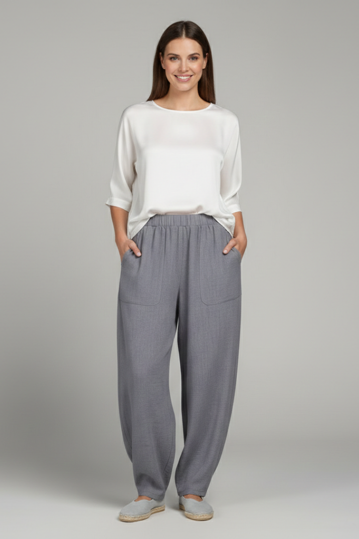 Bianca Trousers with Elastic Waist and Side Pockets
