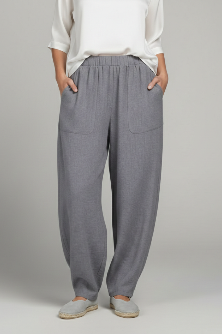 Bianca Trousers with Elastic Waist and Side Pockets