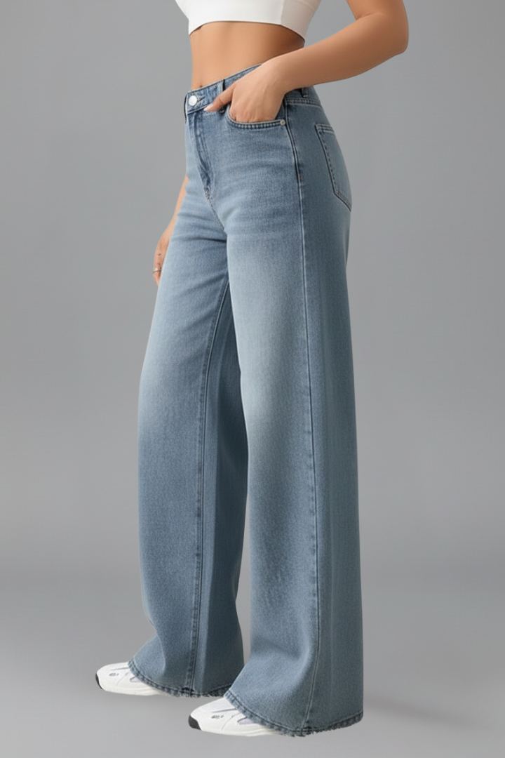 Ariel High-Rise Wide-Leg Denim Jeans