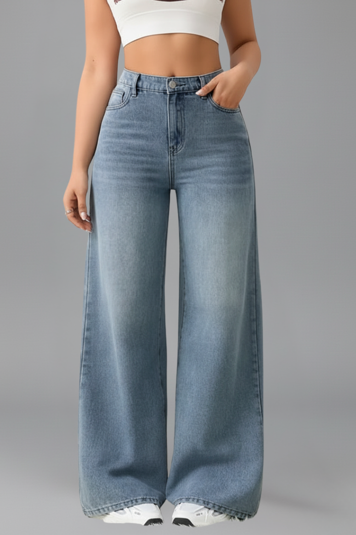 Ariel High-Rise Wide-Leg Denim Jeans