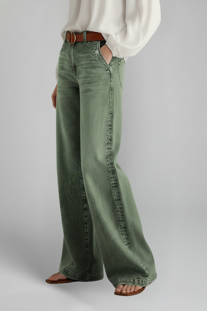 Grace Casual Wide-Leg High-Rise Denim Jeans