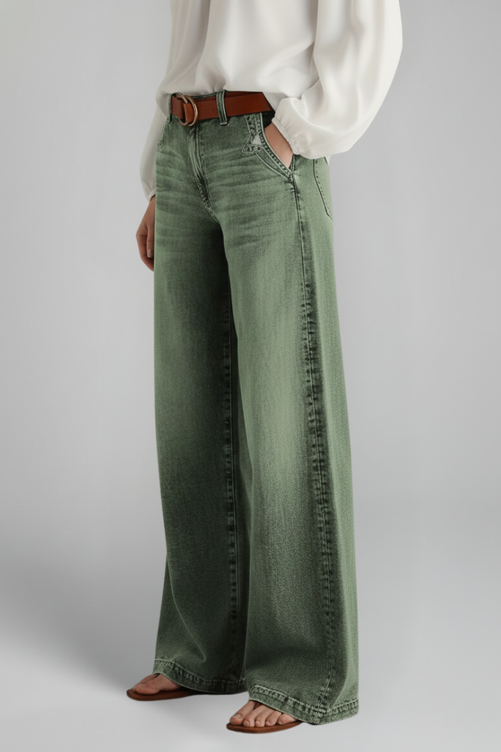 Grace Casual Wide-Leg High-Rise Denim Jeans