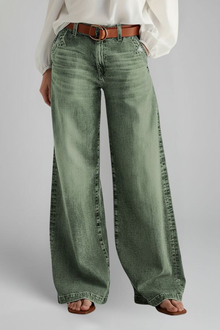 Grace Casual Wide-Leg High-Rise Denim Jeans