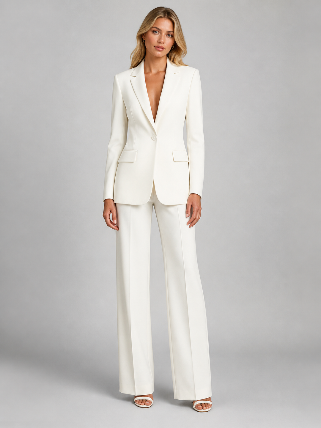 Bridget | Women's Tailored Blazer and Wide-Leg Trousers Set Notched Lapel