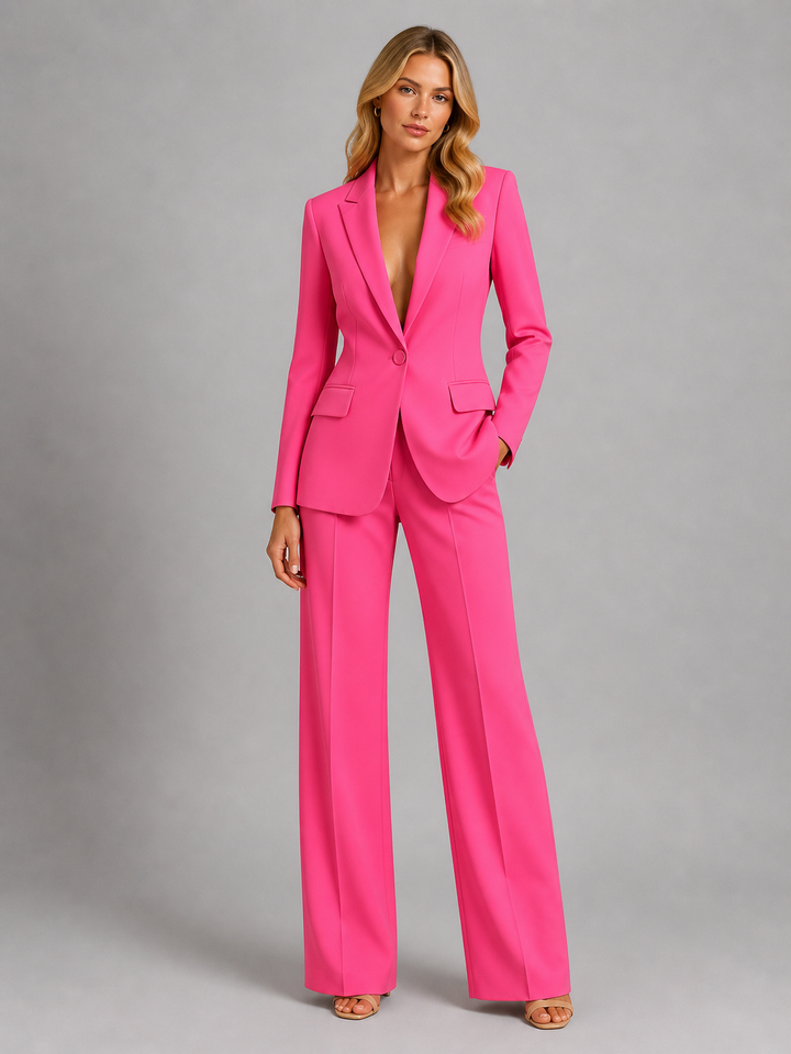 Bridget | Women's Tailored Blazer and Wide-Leg Trousers Set Notched Lapel
