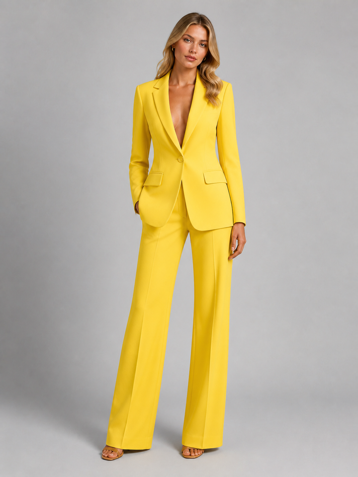 Bridget | Women's Tailored Blazer and Wide-Leg Trousers Set Notched Lapel