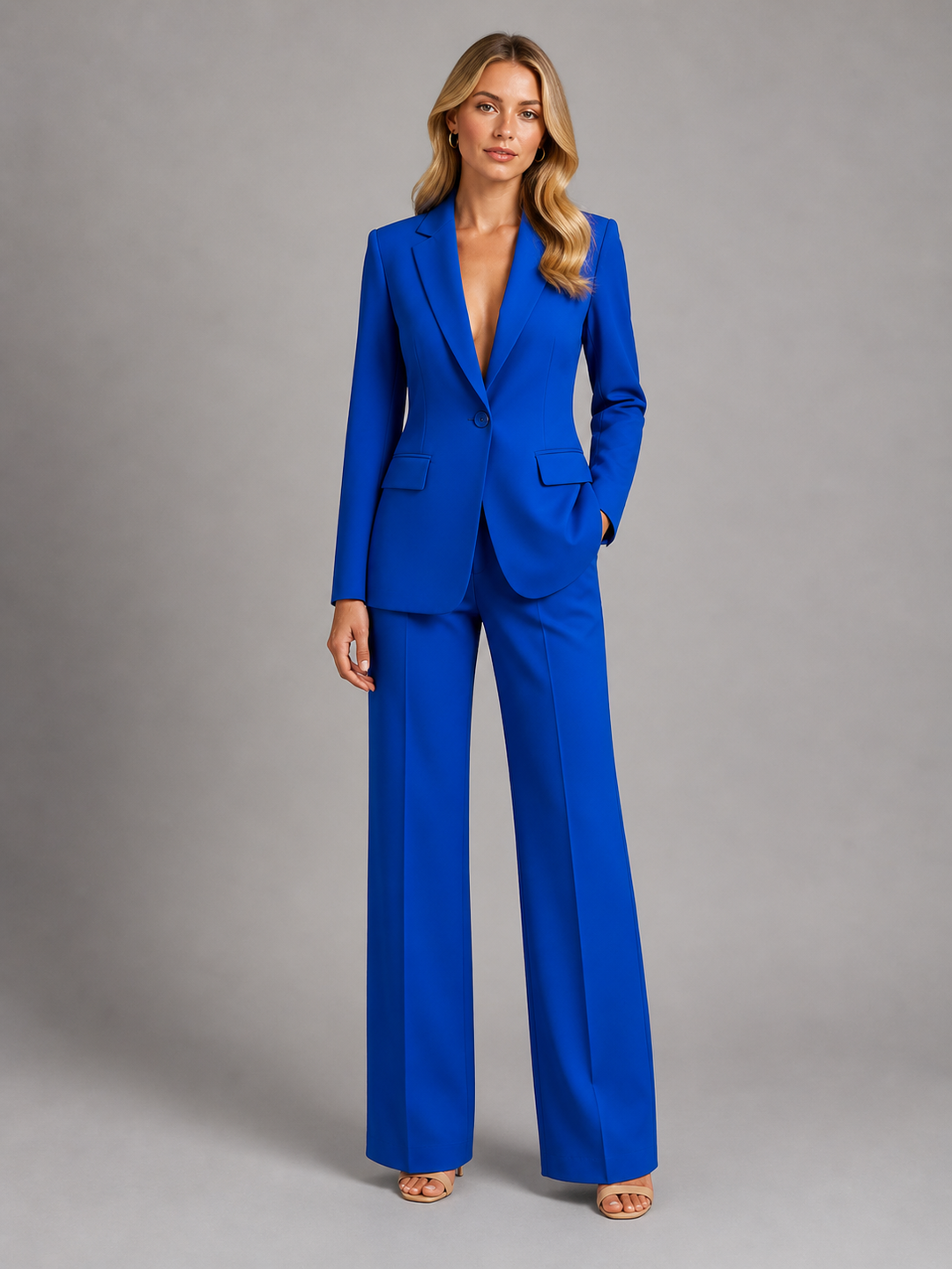 Bridget | Women's Tailored Blazer and Wide-Leg Trousers Set Notched Lapel