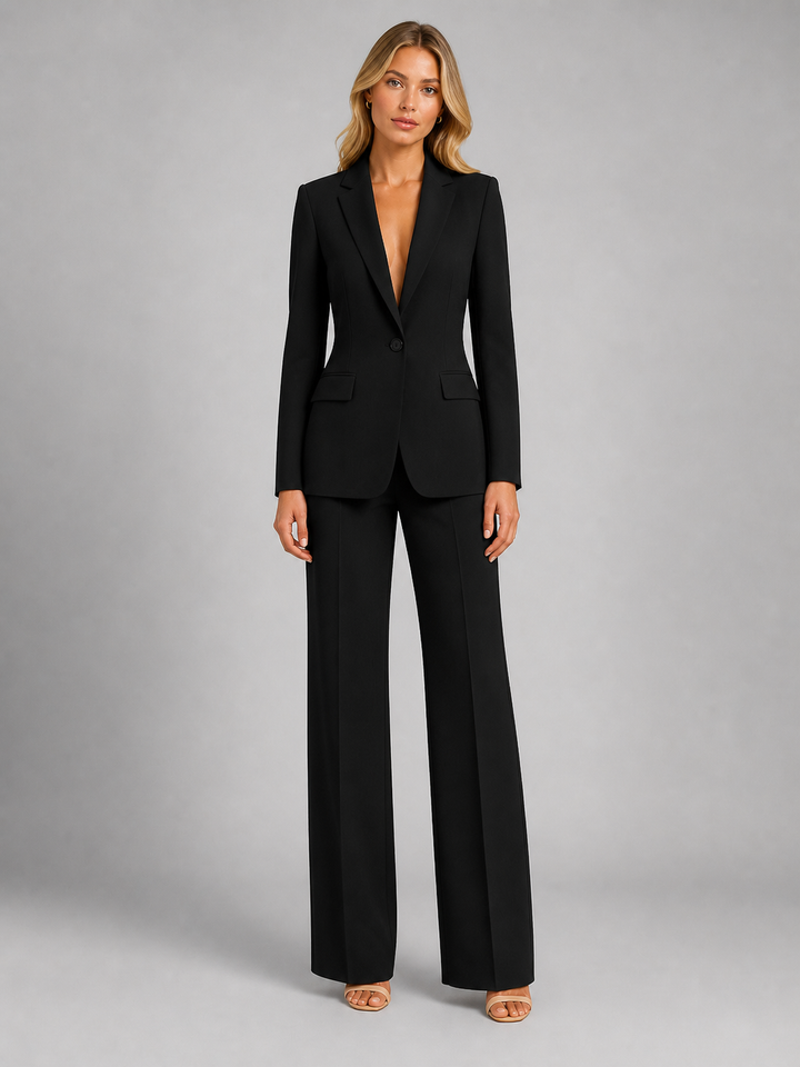 Bridget | Women's Tailored Blazer and Wide-Leg Trousers Set Notched Lapel