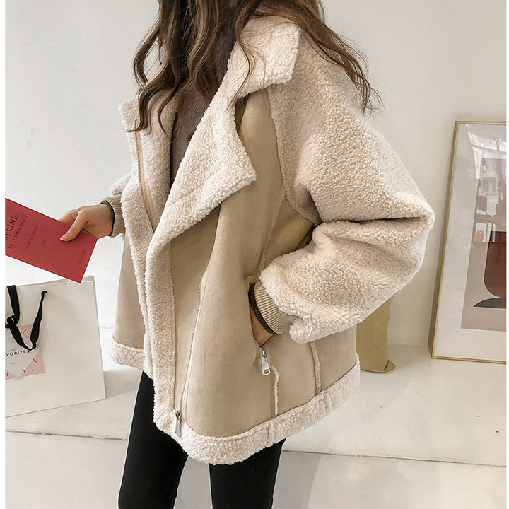 Women’s Teddy Aviator Jacket – Relaxed Zip-Up Layer for Cool Weather