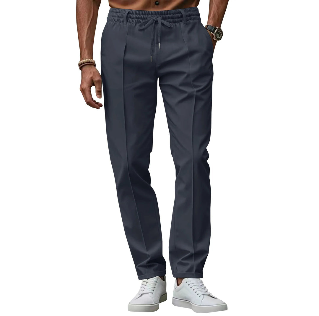 Men's Slim Fit Business Trousers | Pressed Front Crease & Drawstring Waist