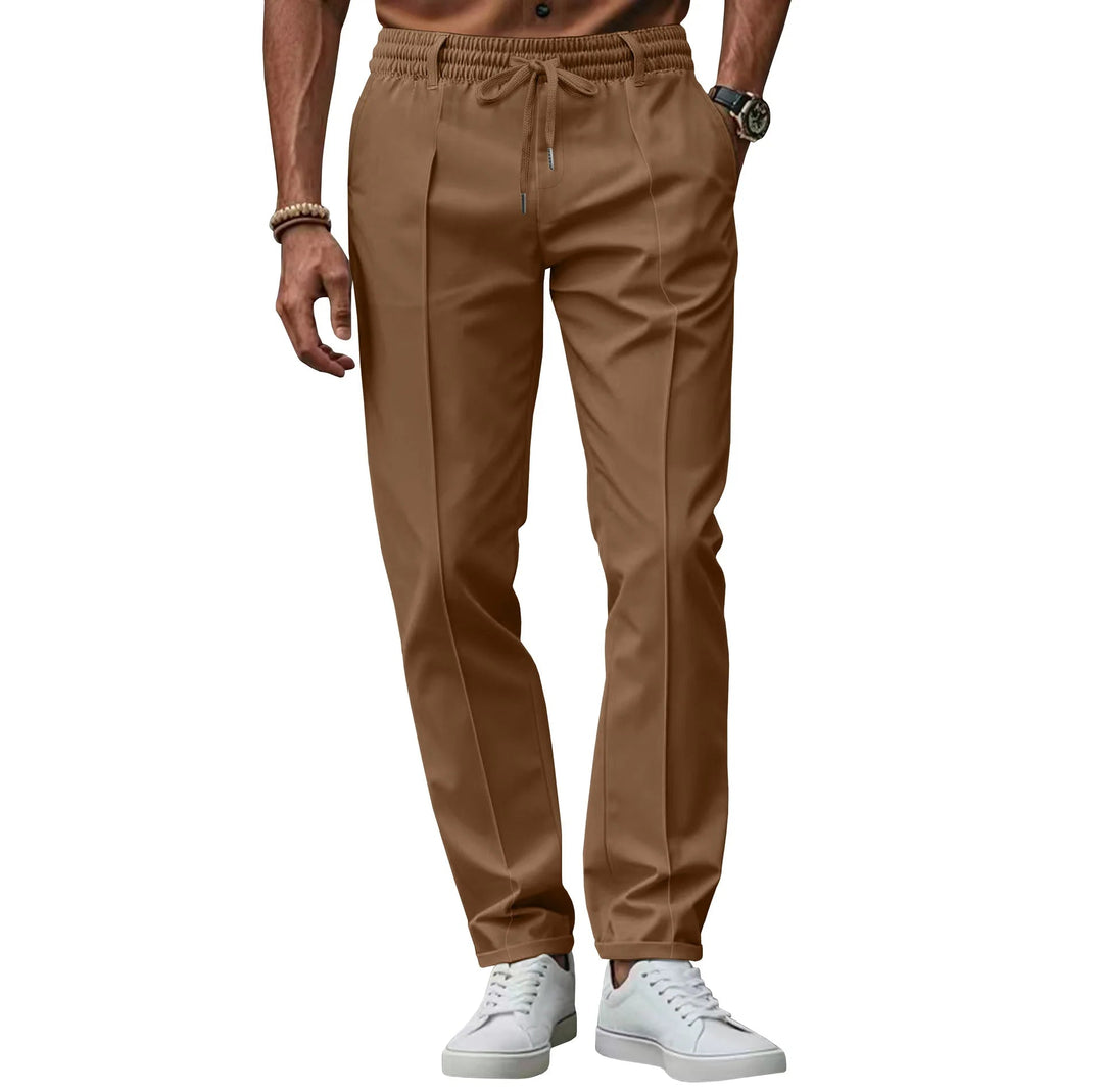 Men's Slim Fit Business Trousers | Pressed Front Crease & Drawstring Waist