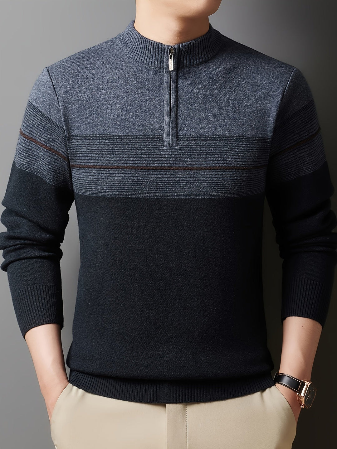 Oscar | Men's Knitted Zip Neck Jumper Long Sleeve