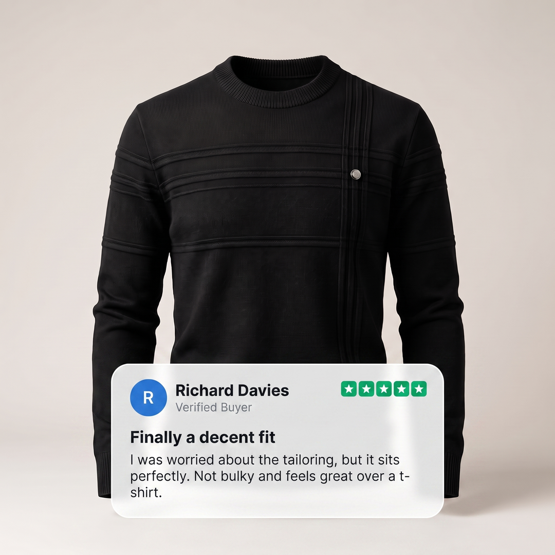 Matthias | Men's Cotton Crew Neck Knitted Jumper Ribbed Cuffs