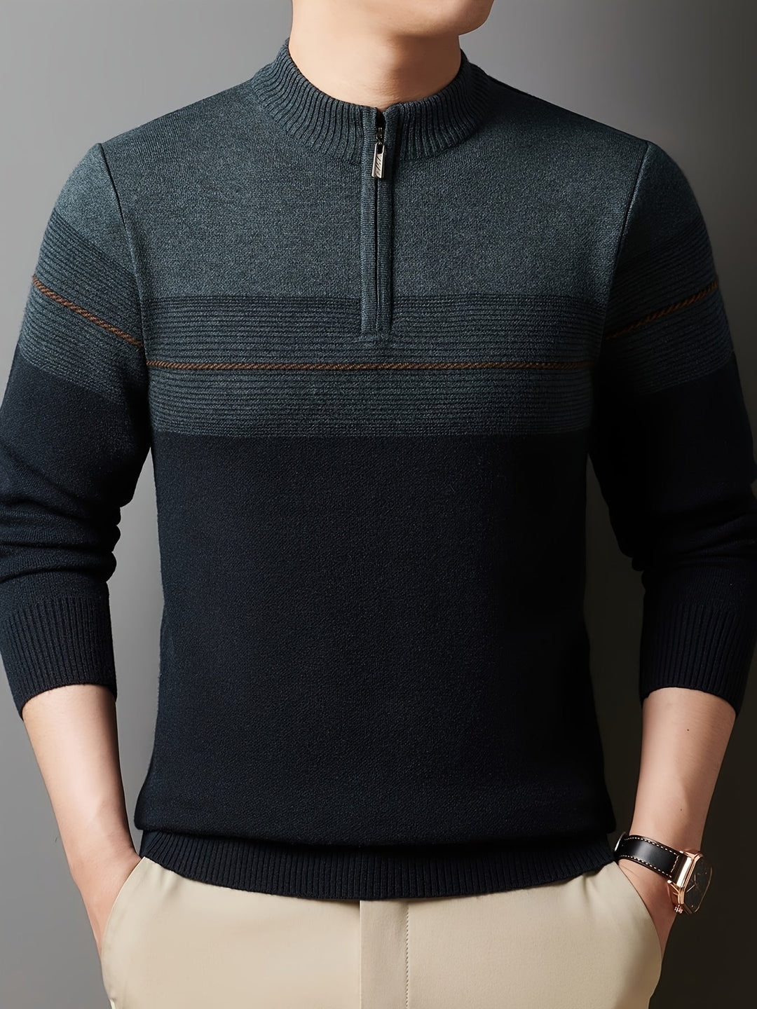 Oscar | Men's Knitted Zip Neck Jumper Long Sleeve
