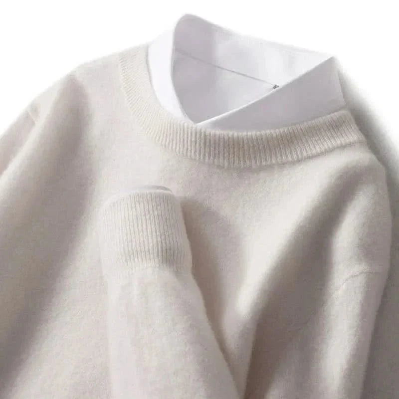 Elian | Men's Cashmere Fine Knit Jumper Ribbed Trims