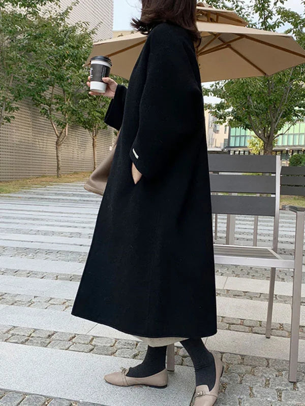 Cora | Women's Longline Wool-Blend Coat Open Front Three-Quarter Sleeves
