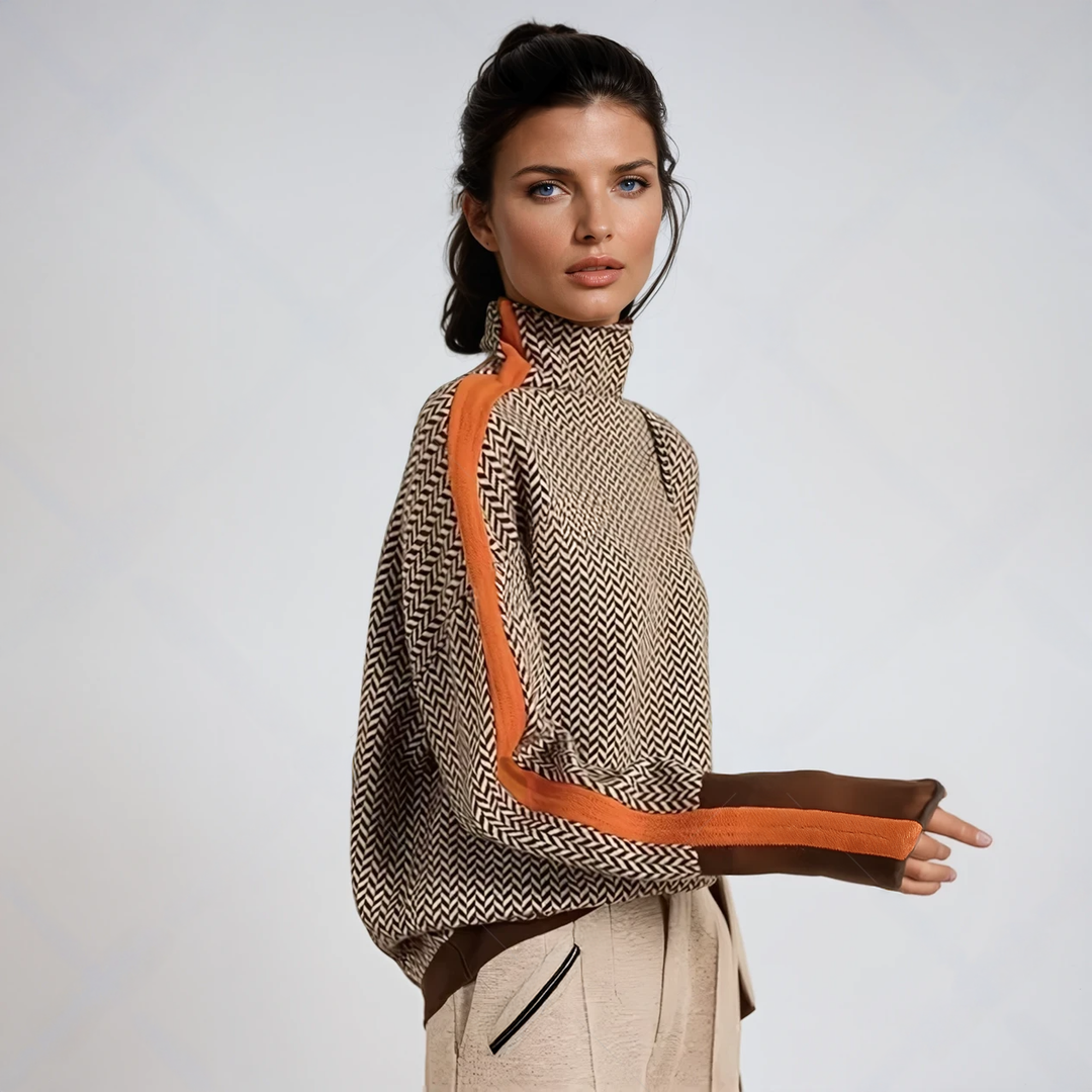 Carlotta | Women's Oversized Roll Neck Jumper Striped Knitted