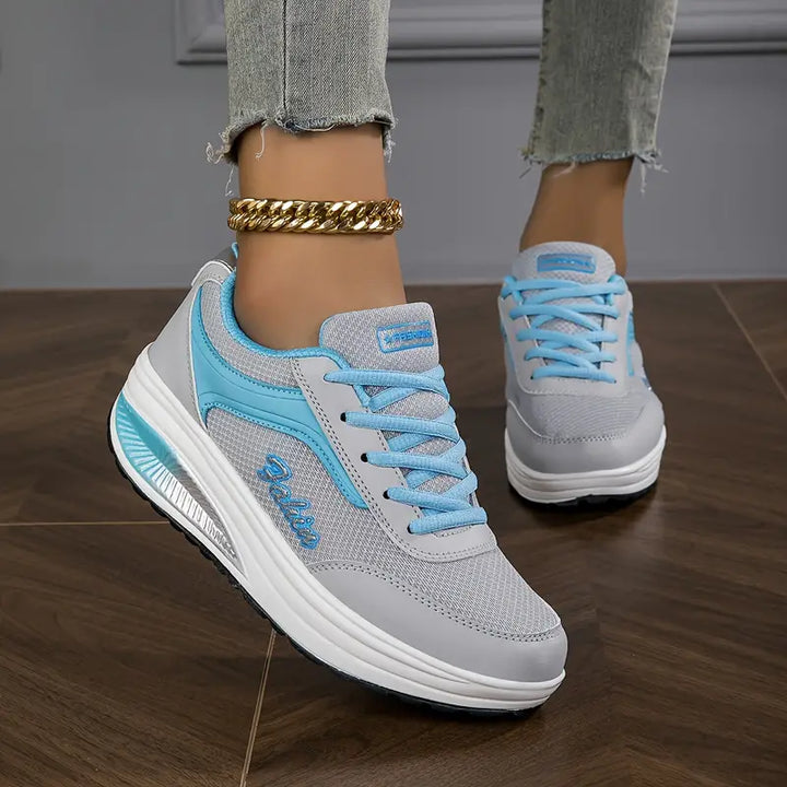 Charlotte | Women's Lace-Up Wedge Trainers Round Toe Cushioned Sole