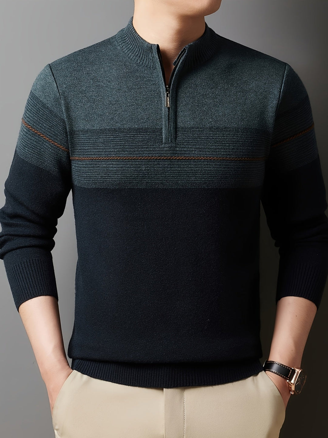 Oscar | Men's Knitted Zip Neck Jumper Long Sleeve