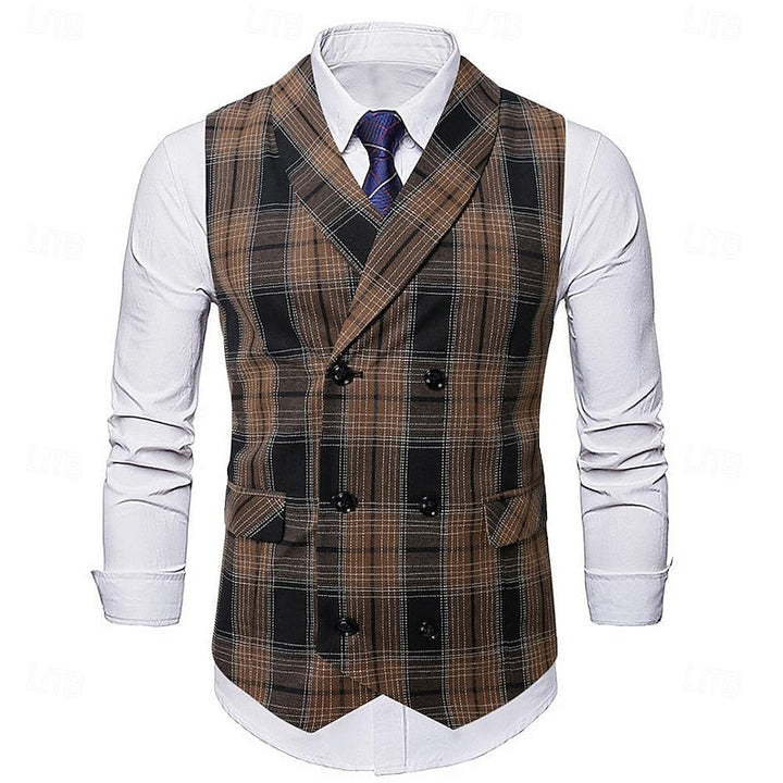Thatcher | Men's Checked Waistcoat Tailored Button Up