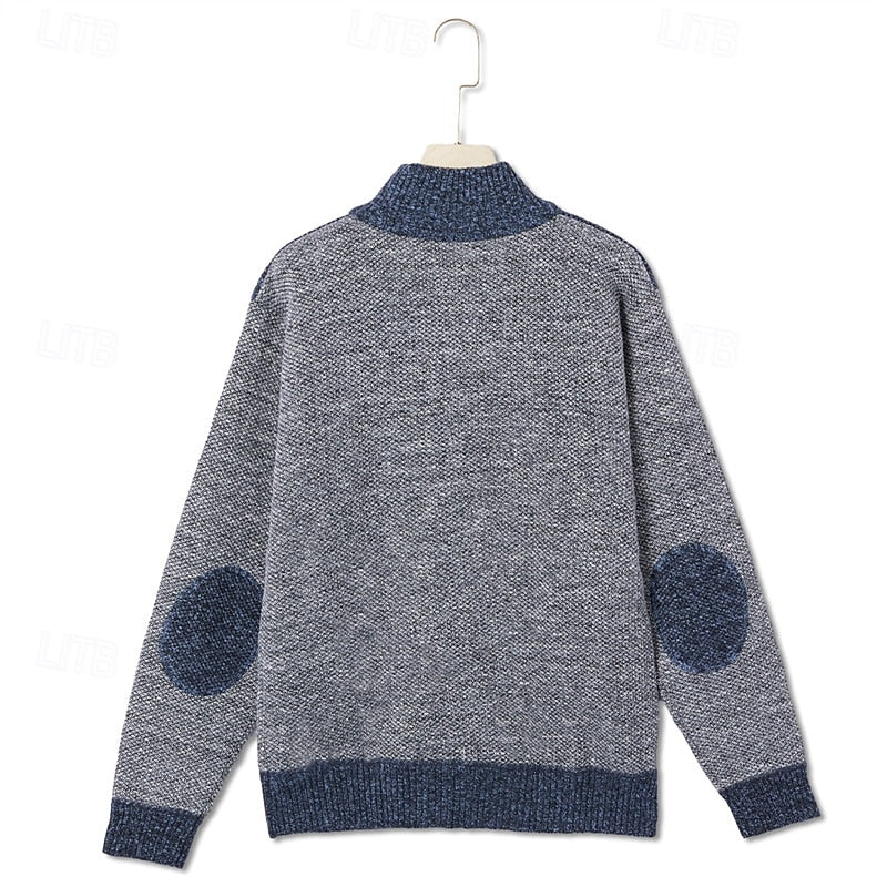 Bryson | Men's Zip-Up Knit Cardigan Brushed Lining Stand Collar Pockets