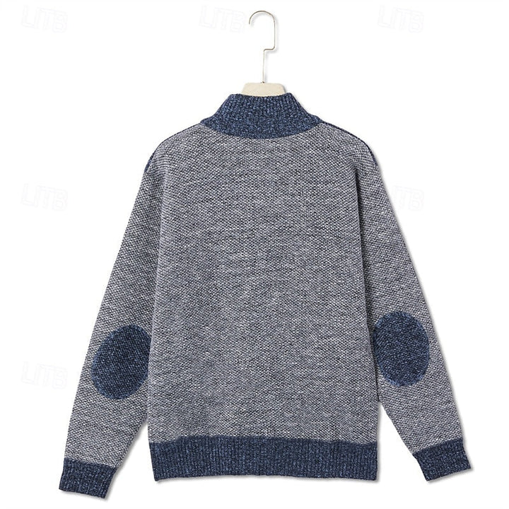 Bryson | Men's Zip-Up Knit Cardigan Brushed Lining Stand Collar Pockets