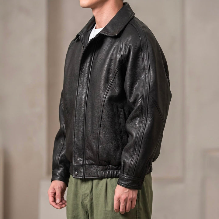 Patrick | Men's Leather Zip Jacket Collared Cotton-Lined