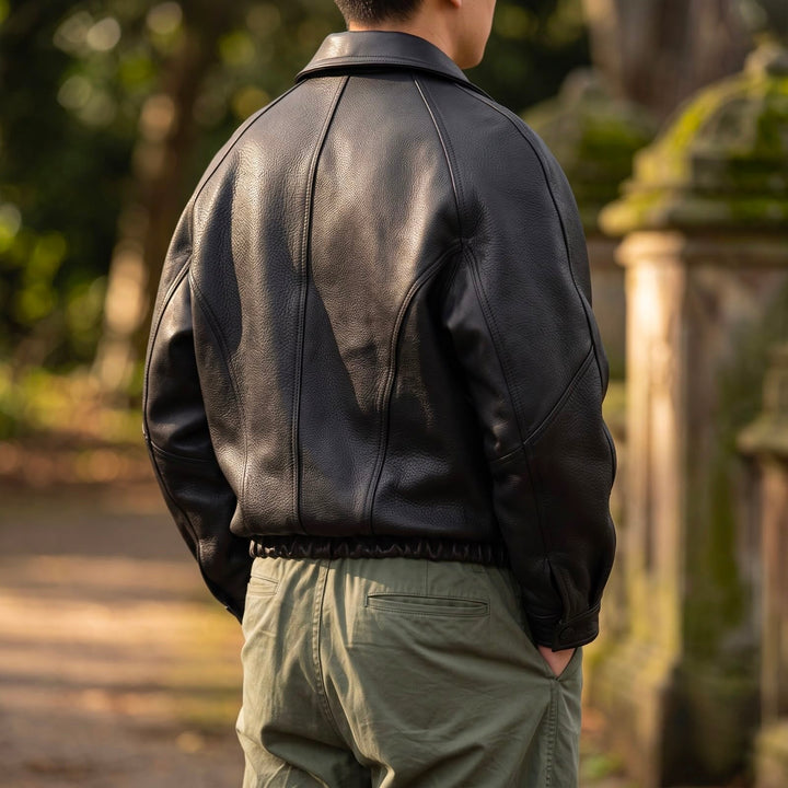 Patrick | Men's Leather Zip Jacket Collared Cotton-Lined