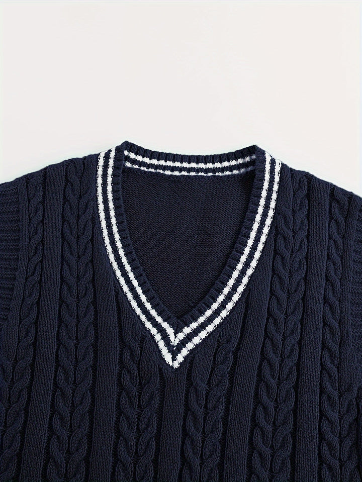 Gideon | Cable-Knit V-Neck Sweater Vest