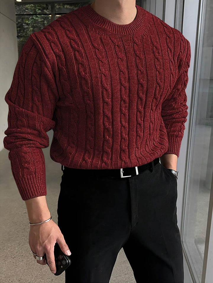 Jonas | Men's Cable Knit Jumper Crew Neck Long Sleeve