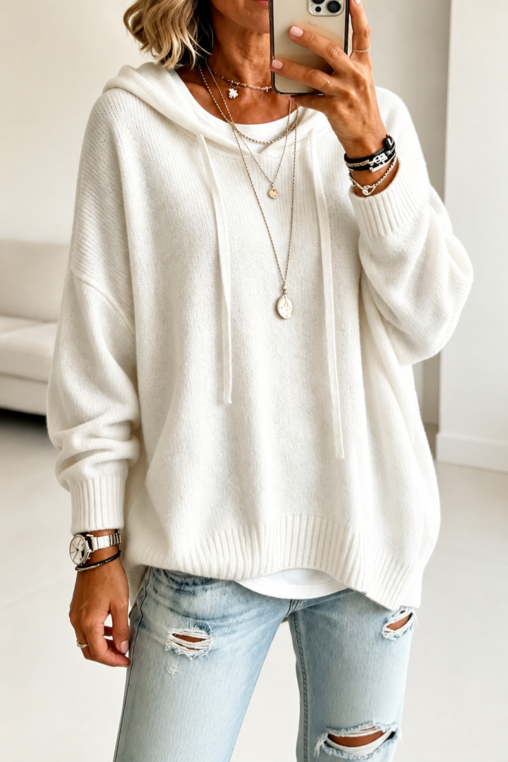 Alina | Women's Oversized Hooded Knitted Jumper Dropped Shoulder