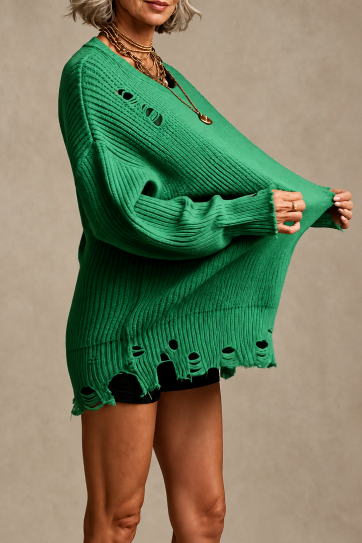 Amelia | Women's Oversized Ribbed Knitted Jumper Dress Ladder Stitch