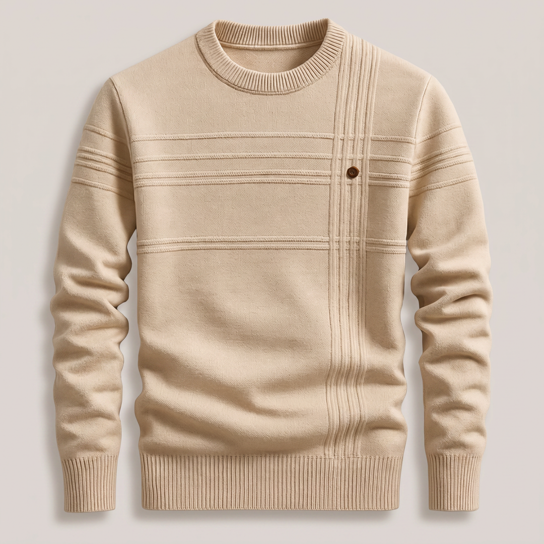 Matthias | Men's Cotton Crew Neck Knitted Jumper Ribbed Cuffs