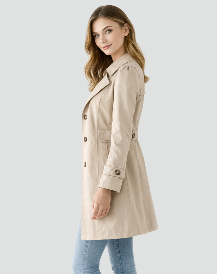 Trench Coat Ladies Slim Fit Lightweight Classic Collar with Lapels