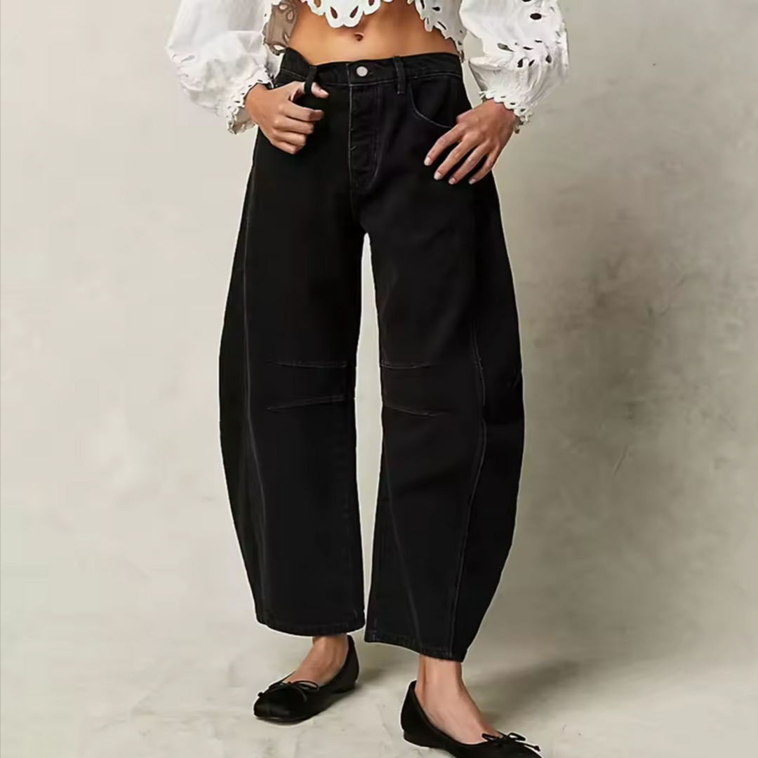 Coralie Leopard Barrel Leg Jeans