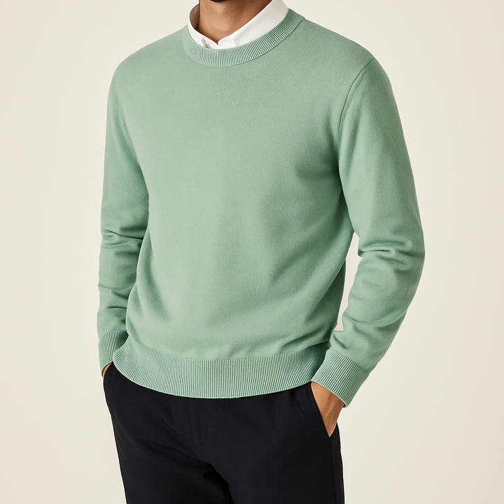 Elian | Men's Cashmere Fine Knit Jumper Ribbed Trims