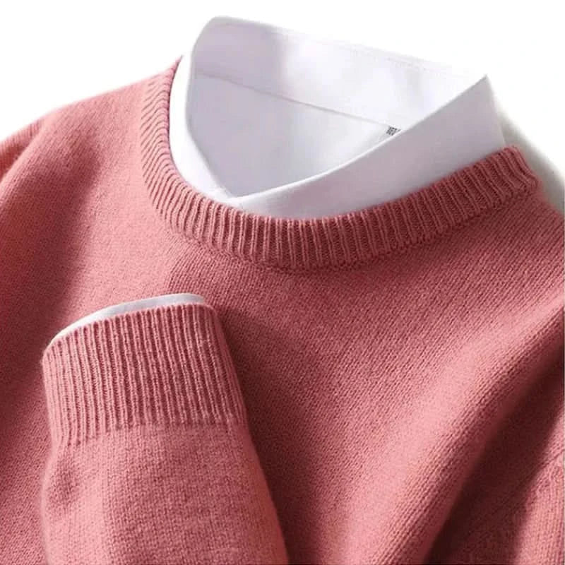 Elian | Men's Cashmere Fine Knit Jumper Ribbed Trims
