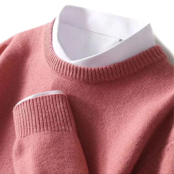 Elian | Men's Cashmere Fine Knit Jumper Ribbed Trims