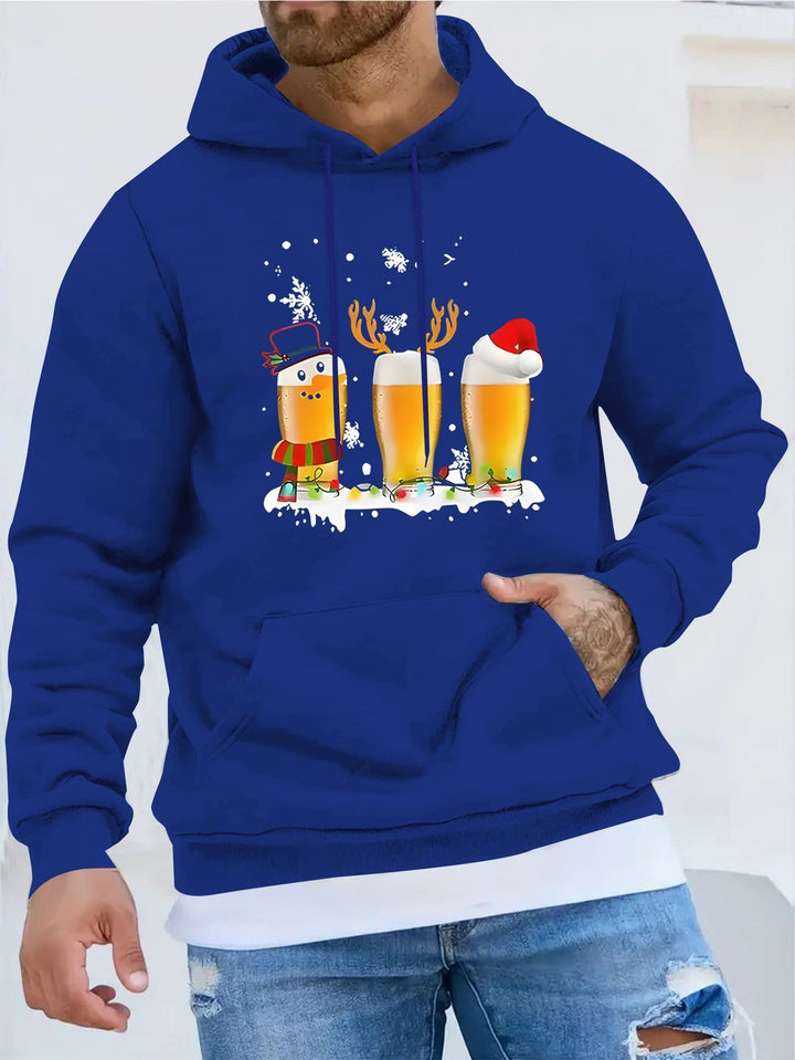 Finley | Men's Christmas Hoodie with Beer Mug Print and Hood