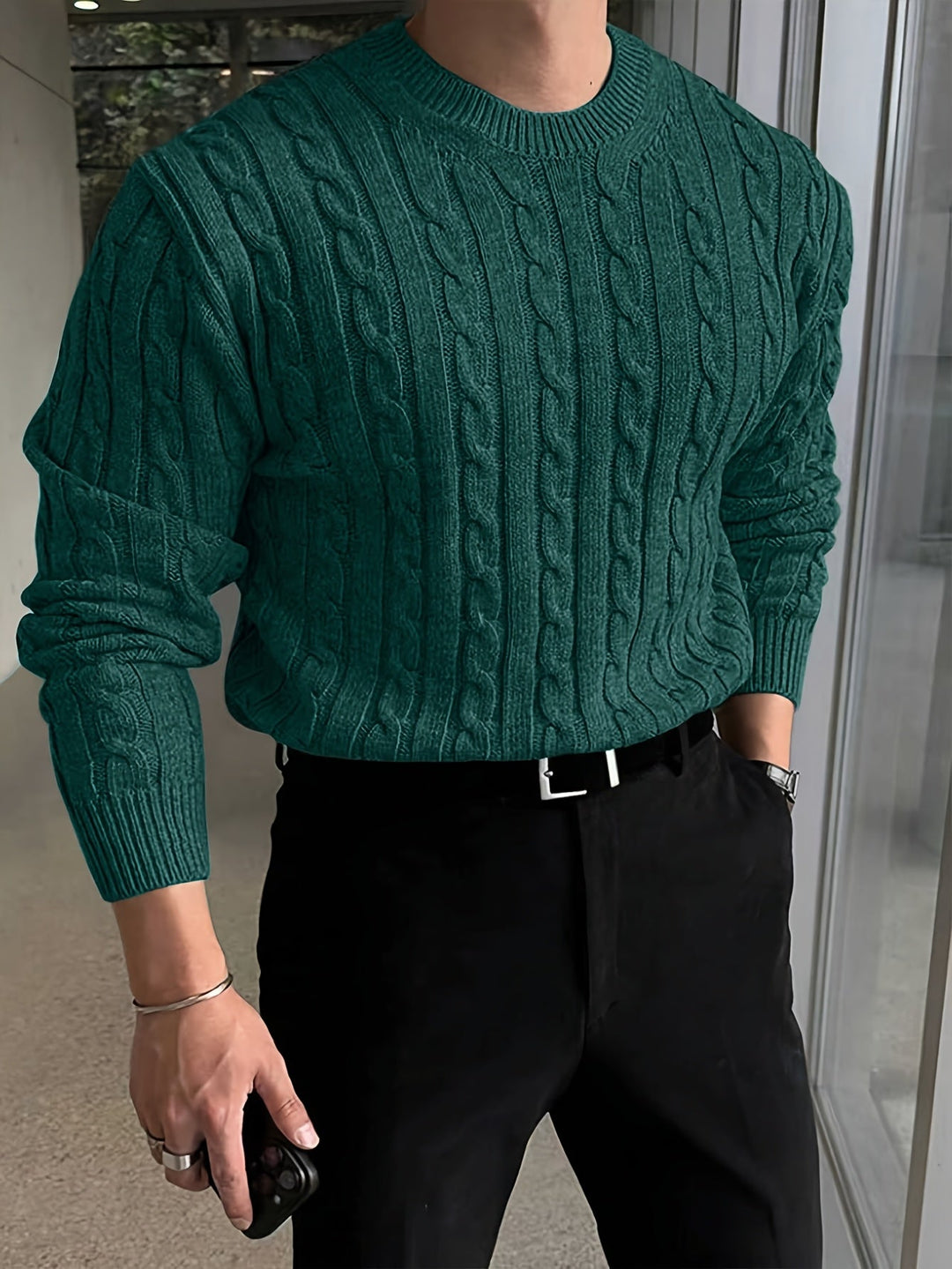 Jonas | Men's Cable Knit Jumper Crew Neck Long Sleeve