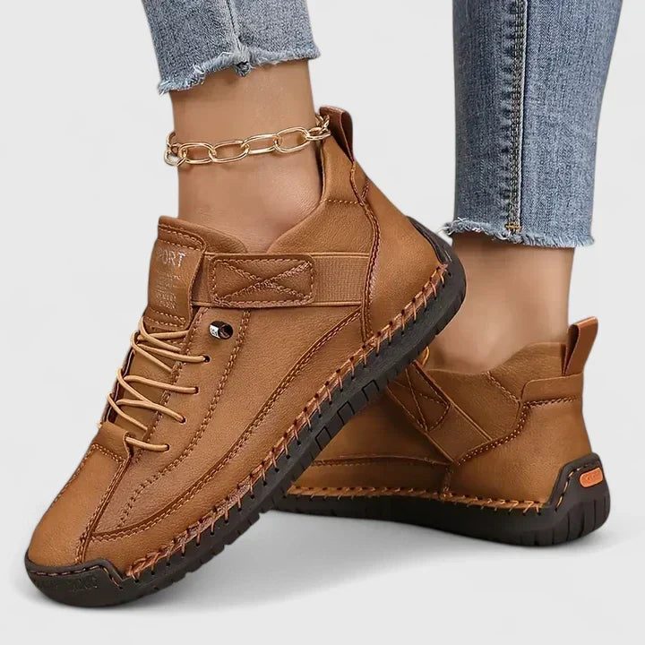 Georgia | Women's Lace-Up Trainers Hook-and-Loop Strap Mid-Top