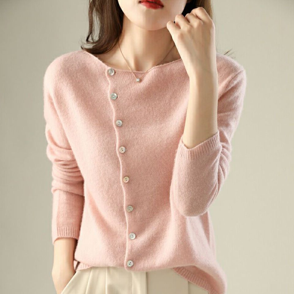 Eulalie | Women's Fine Knit Crew Neck Button Cardigan