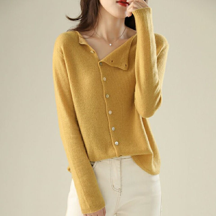 Eulalie | Women's Fine Knit Crew Neck Button Cardigan